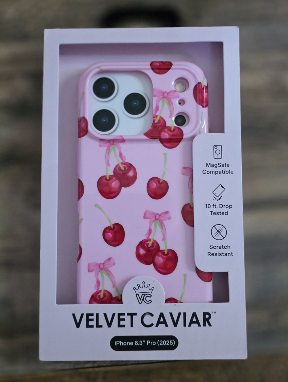 Velvet Caviar Pink Cherry Print iPhone 17 Pro Case